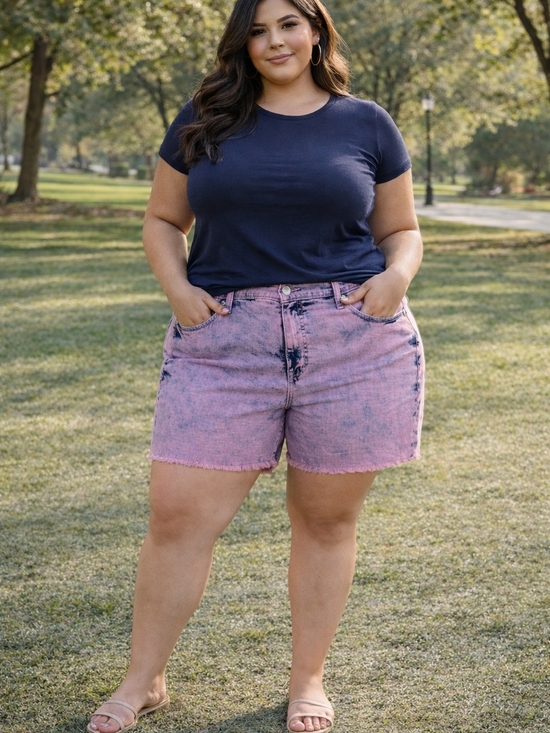 torrid Pants - torrid Pink Acid-Wash Denim Shorts